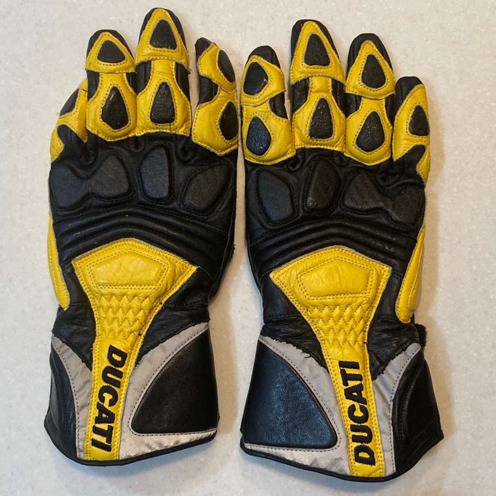 Ducati Black and Yellow Men's Medium Riding Gloves